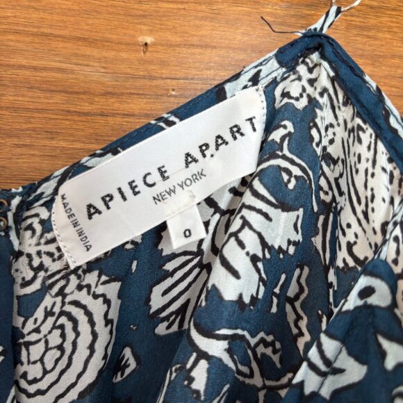 Apiece Apart Ostrea Blue Floral Block Print Sleeveless Jumpsuit - 0 - Picture 2 of 11